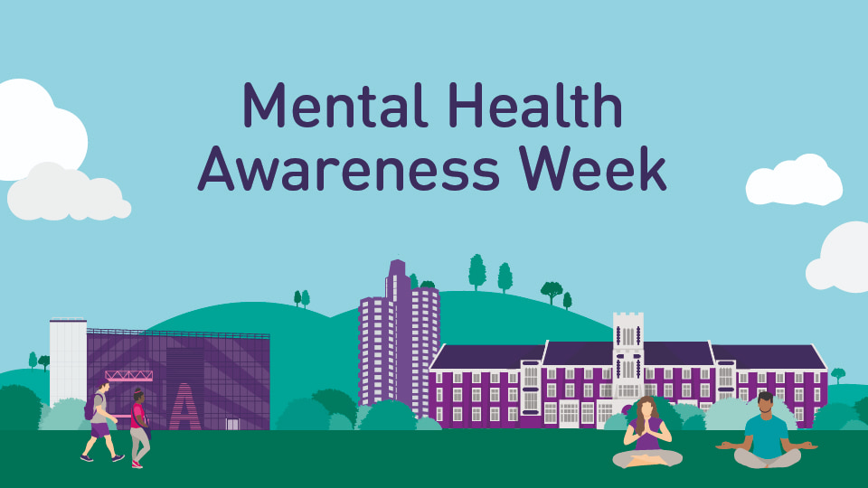 Graphic promoting Mental Health Awareness Week with colourful icons from 麻豆視頻_麻豆直播_麻豆传媒官网 campus.